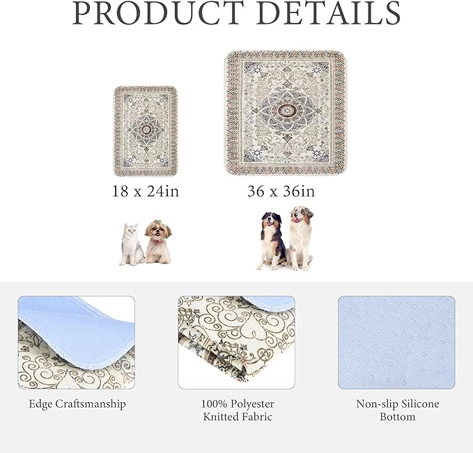 Homimp Washable Pee Pads for Dogs, 4 Pack Reusable Puppy Pads Waterproof, Absorbent and Leakproof Dog Pee Pads, Non Slip Puppy Training Pads, Pet Mat for Floor,Crate,Couch,Whelping,Beige 18"x24"