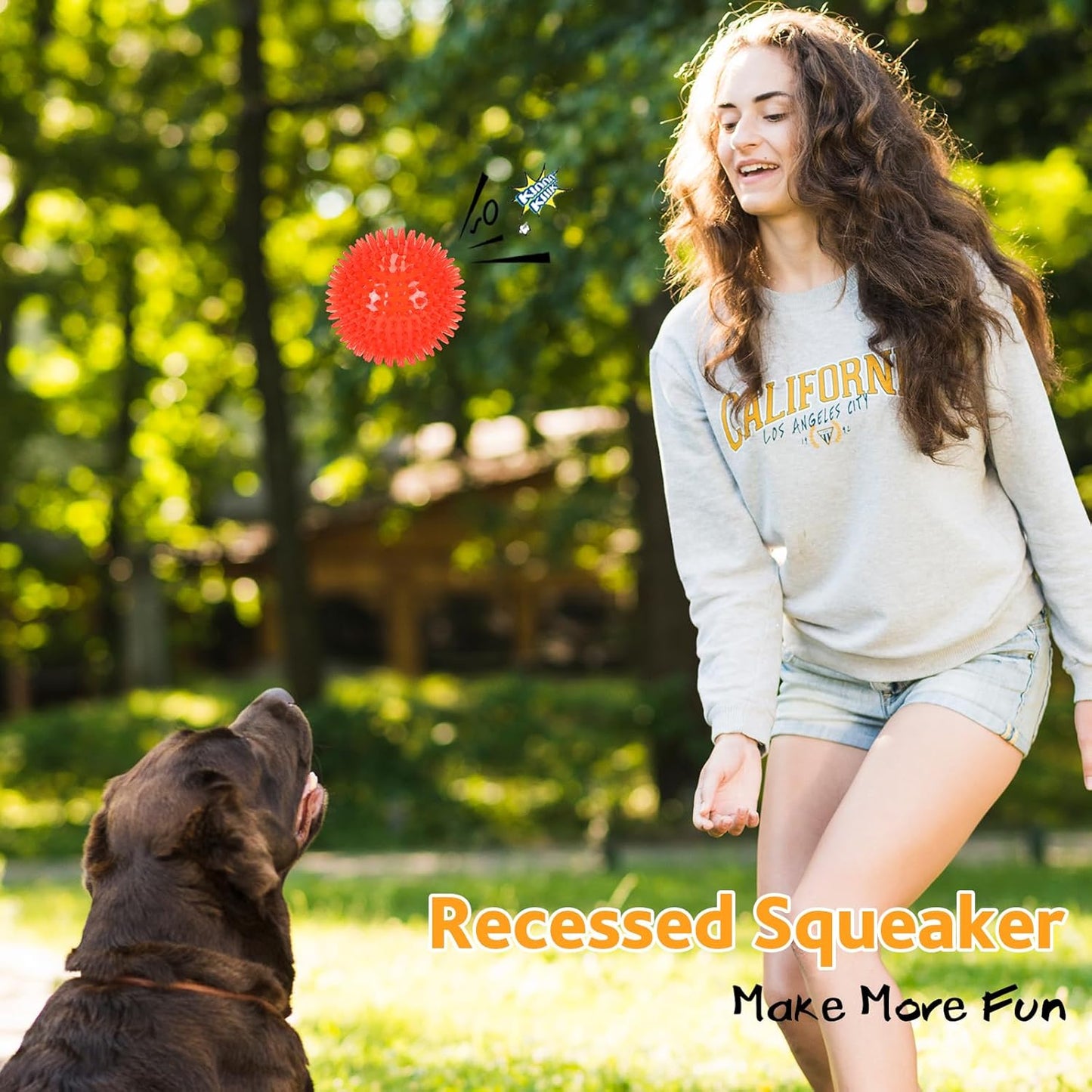 petizer 6 Pack 2.5” Squeaky Dog Toy Balls, Floating Dog Pool Balls, Spiky Dog Balls, Durable Interactive Fetch Toys for Puppy, Dog Chew Toys for Teething (2.5"", Small Dog), Set of 6