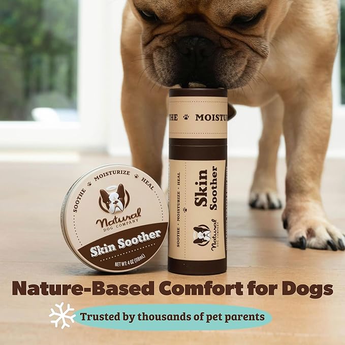 Natural Dog Company Skin Soother Balm for Dogs – Dog Skin Balm for Dry Winter Skin, Seasonal Sensitivity & Environmental Stress, Dog Moisturizer with Coconut Oil, Calendula & Vitamin E, 2 oz Tin