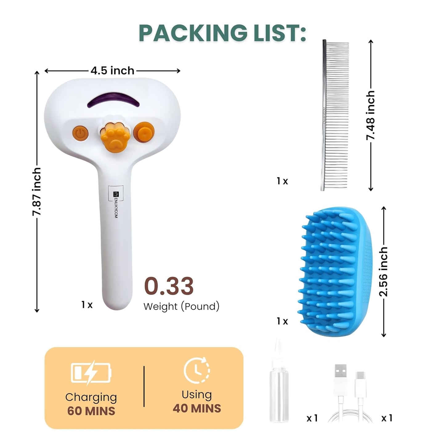 Self Cleaning Steam Brush for Cat Dog, 4 in 1 Pet Brushes for Shedding & Grooming, Bath Massage & Water/Mist Slicker Brush for Long Haired Cats & Dogs- Pet Grooming Brushes with Spray for Cats