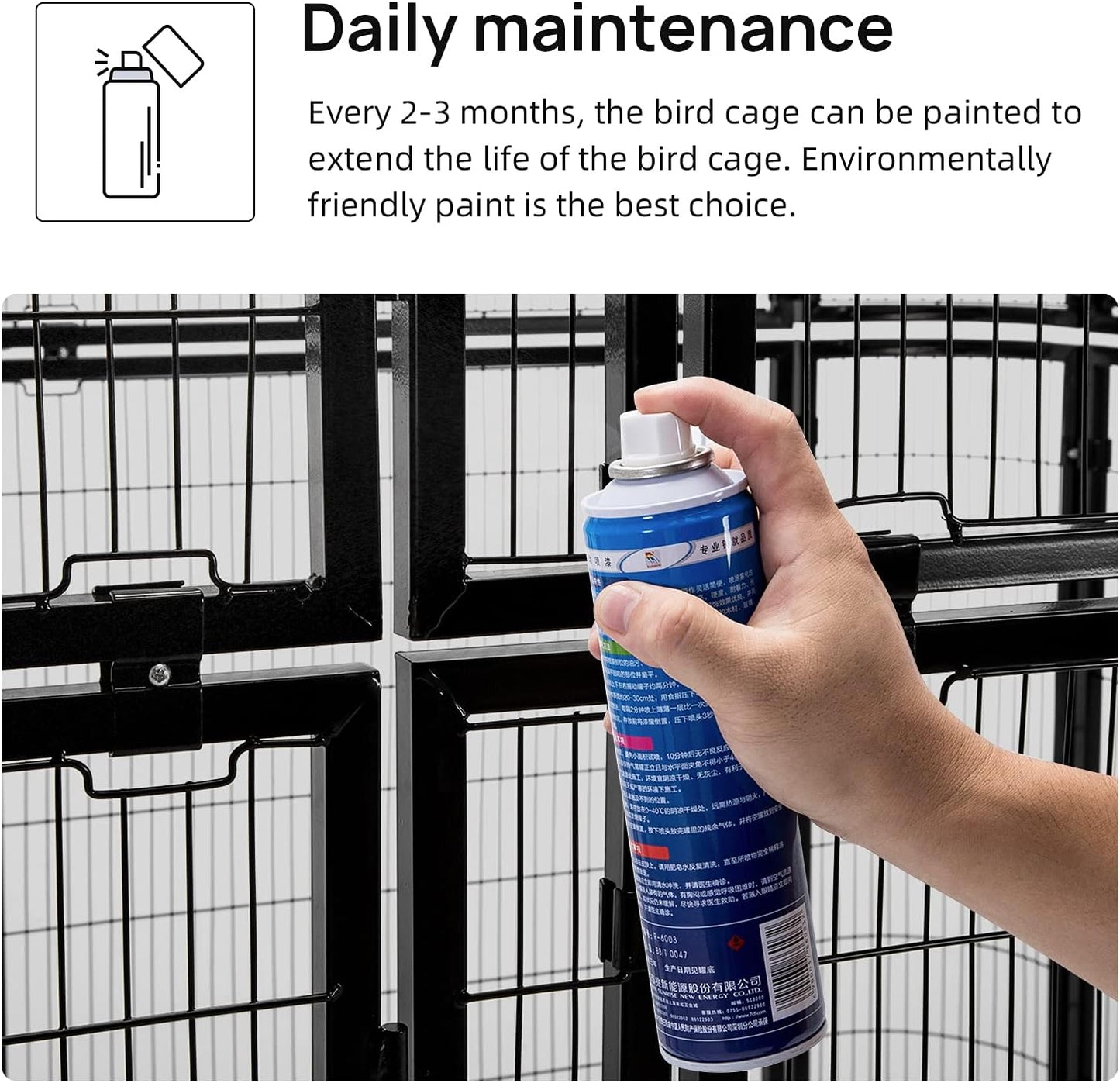 wonline Parrot Cages for Large Birds Outdoor Extra Large Bird Cage with Bird Cage and Perch, Suitable for Macaws Canaries Parrots Budgie Lovebirds (Black)