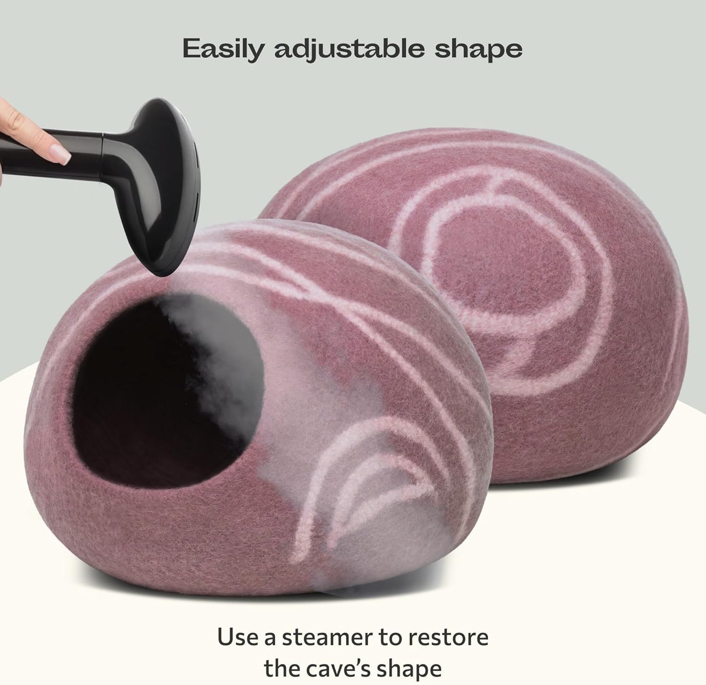 MEOWFIA Cat Cave – Premium Felt Cat Bed for Indoor Cats, Handmade 100% Merino Wool (Gold Rose, Medium)