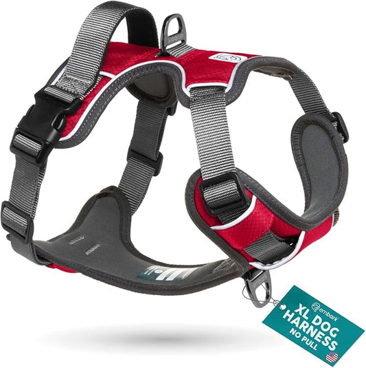 Embark No Pull Dog Harness, Reflective Adjustable Training Vest, No Choke | Adjustable straps fit all dog breeds with sturdy hooks; 360° reflective trim, soft padded Harness Design for All Dogs