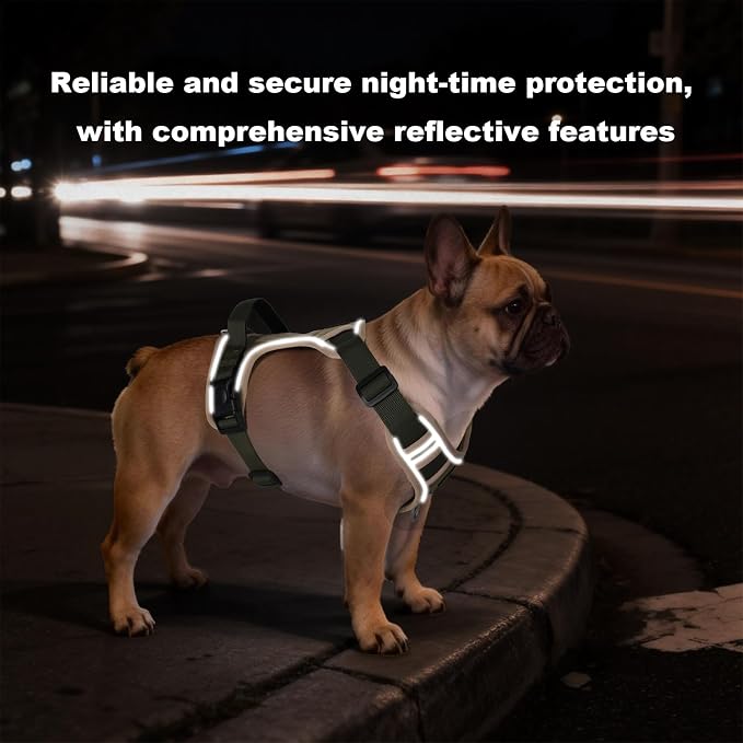 No-Pull Dog Harness for Small & Medium Dogs, 1680D Oxford Reflective Adjustable Tactical Dog Vest with Dual Metal D-Ring, Padded Handle for Easy Walking, Training & Outdoor Control (khaki, S)