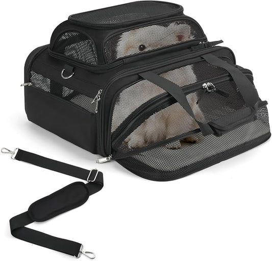 pidipiti 18x14x8 TSA Approved,top and Side Expandable pet Carrier for Extra-Small Dog Under 6 lbs,or Medium cat Under 10 lbs,for Airlines only Have 8'' Height Space underseat