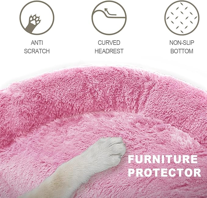 Luxurious Calming Dogs/Cats Bed Mats, Dog Pad Washable Removable Couch Cover, Plush Long Fur Mat for Pets, Waterproof Lining, Perfect for Small, Medium and Large Dogs and Cats (Pink, 45"x37")