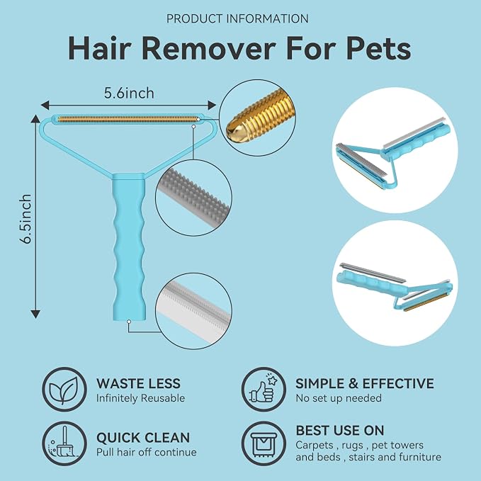Lint Remover, Pet Hair Remover, Carpet Rake for Dog Cat Fur Removal 1 PCS | Dual Use Lint Brush & Shaver, Pet Hair Removal Tool, Cleans Car Mat Couch Pet Bed Furniture Rug, Removes Pet Fur Quickly