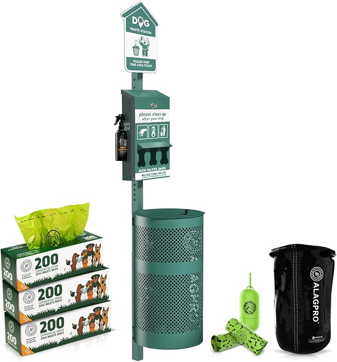 ALAGPRO® NEW 2026 Pet Waste Station Outdoor Dog Waste Station with Hand Sanitizer Bottle, Commercial Dog Poop Station with Free 600 Roll Waste Bags & 50 Can Liners for Backyard, Park & HOA's