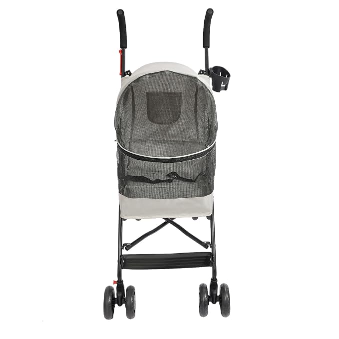Pet Stroller for Small Medium Dogs Cats up to 22 lbs, Lightweight Foldable Dog Stroller with 360° Wheels & Brakes, Safety Tether, Breathable Mesh, Removable Washable Cushion
