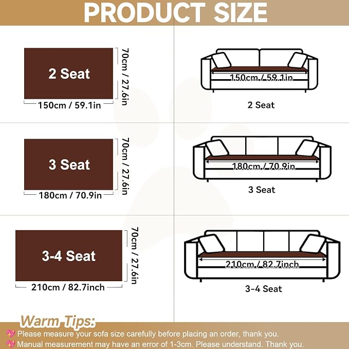 OTOB All Season Couch Cover for Dogs Washable, Geometric Jacquard Non Slip Soft Fuzzy Pet Couch Covers for 3 Cushion Couch, Cozy Plush Sofa Slipcovers Protector Dog Mat (Dark Coffee, 27.6" x 82.7")