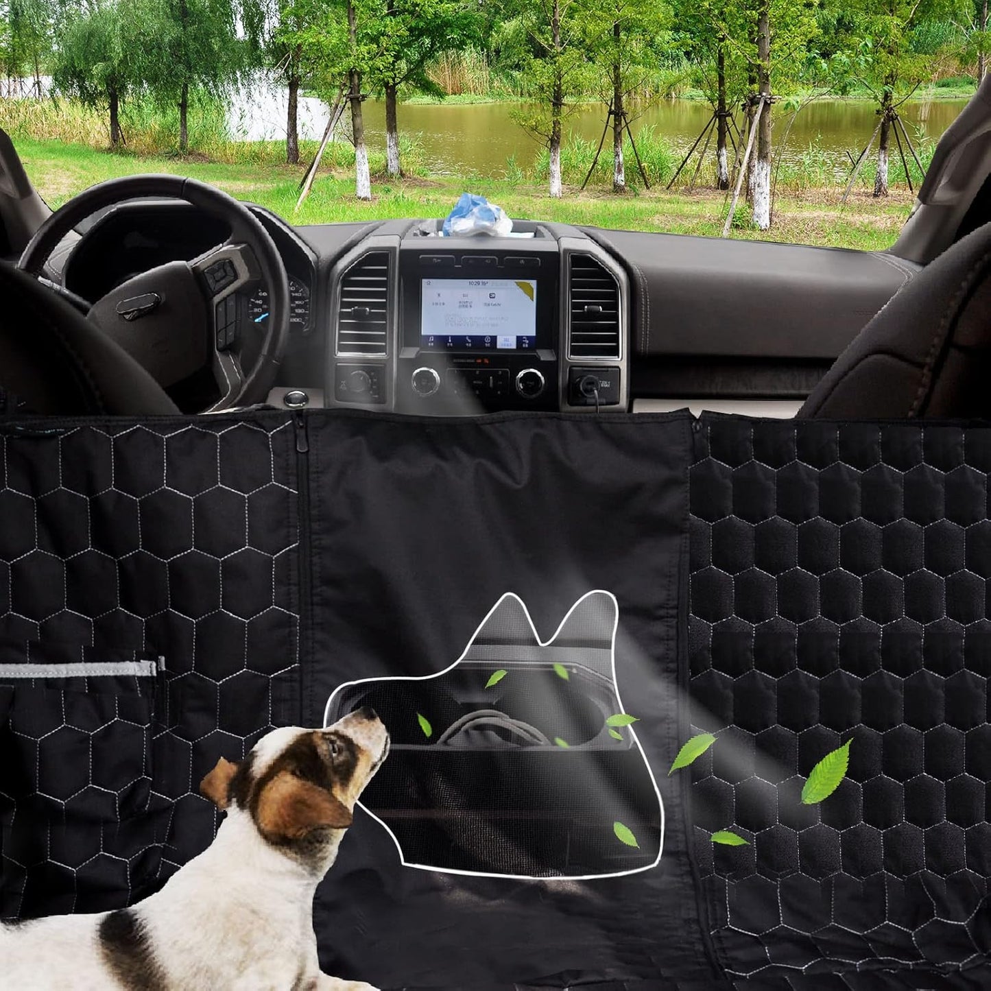 Dog Car Seat Cover for Trucks, Back Seat Pet Cover for Dogs F150 Ram 1500, Waterproof Dog Hammock for Truck with Mesh Window Heavy Duty Seat Cover for F-Series/GMC Sierra/Silverado