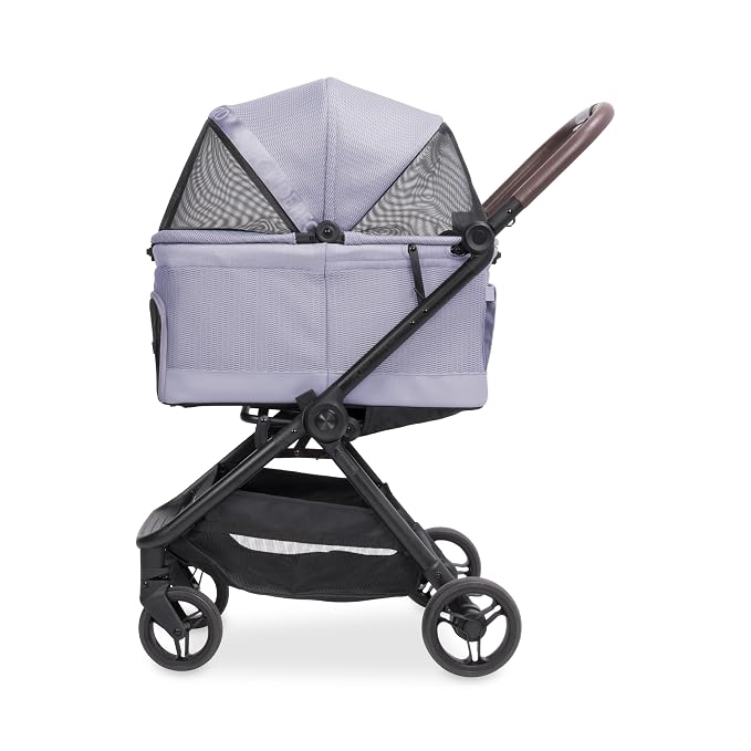 WonderFold Bella Pet Stroller - Autofold Design with Lightweight Aluminum Frame, Breathable Carriage Fabrics and Canopy, Safety Tethers & Easy-Clean Interior - Lilac