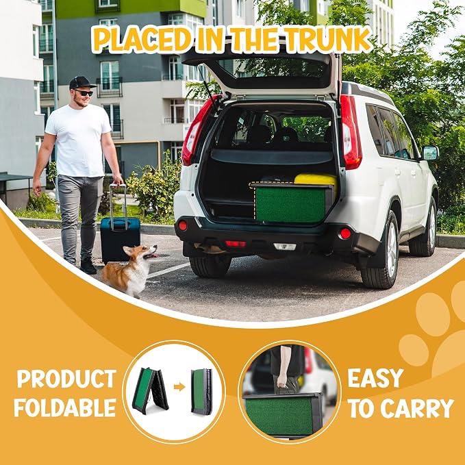 ZENY Dog Ramp for Car, 62inch Long Portable Dog Ramps for Large Dogs | with Non-Slip Poly Grass Surface Dog Car Ramp for SUV Car & Truck, Foldable Dog Ramp