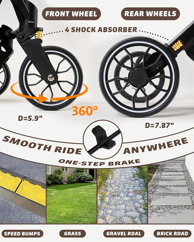 HITTITE Pet Stroller with Weatherproof Cover, All-Terrain 4-Wheel Cat & Dog Stroller with Adjustable Canopy, Foldable Dog Strollers with Storage Basket for Small to Medium Dogs Up to 55 lbs.