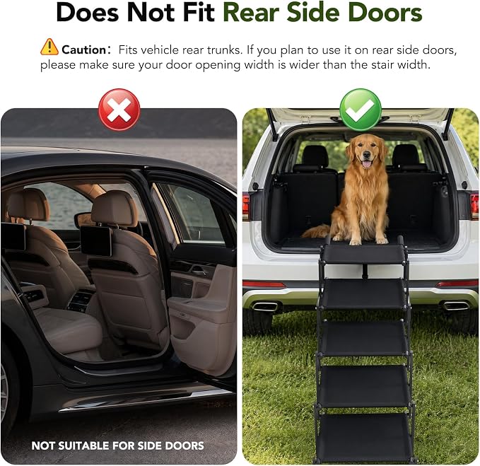Extra Wide Dog Ramp for Car,Foldable Dog Steps for Truck SUV,150 Lbs | Non-Slip Oxford Surface,Sturdy Steel Frame,Anti-Scratch Handle,Adjustable Height,Light 10s Setup,Suitable for trunk