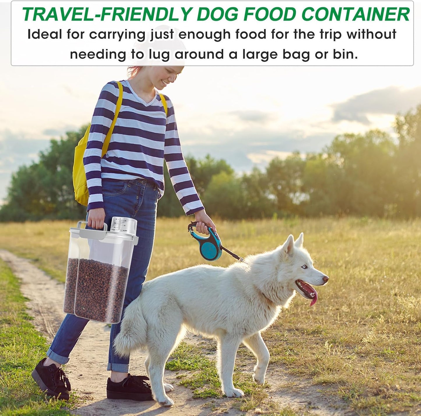 TBMax Dog Cat Food Storage Containers 2 Pack 10 Lbs to 14 Lbs Airtight Pet Food Container Dispenser Bird Seed Container with Large Spout & Portable Handle, Travel Dog Treat Cat Food Storage Bin