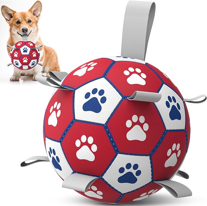 Diman Balls for Dogs with Straps - 6 Inch Dog Toy Balls for Small Medium Dogs, Outdoor & Water Fetch Toy for Birthday, Red