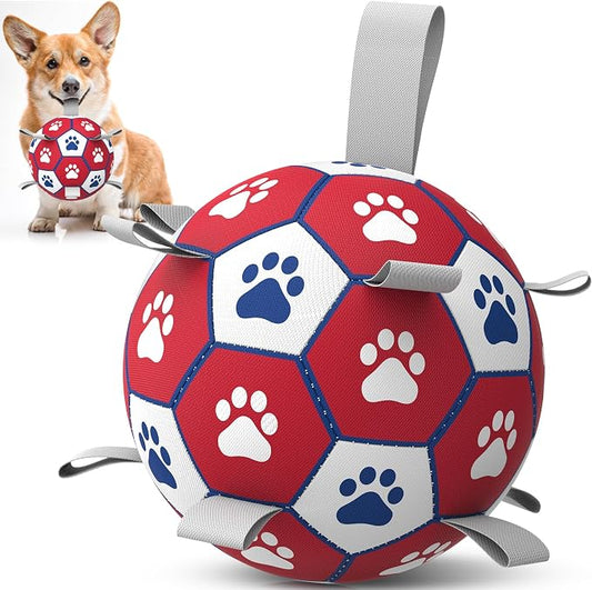 Diman Balls for Dogs with Straps - 6 Inch Dog Toy Balls for Small Medium Dogs, Outdoor & Water Fetch Toy for Birthday, Red