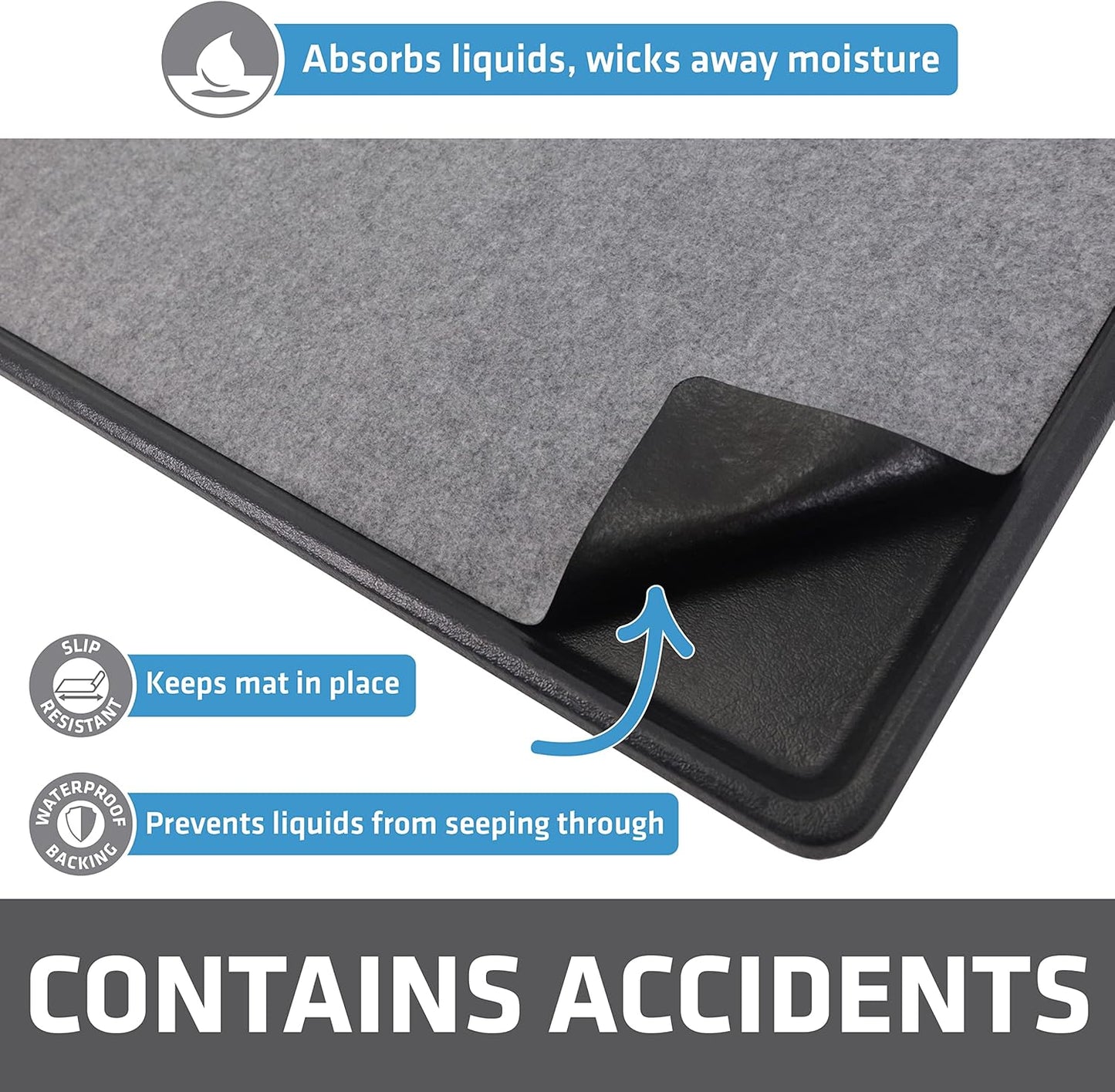 Drymate Dog Crate Mat Liner, Absorbs Urine, Waterproof, Non-Slip, Washable Puppy Pee Pad for Kennel Training - Use Under Pet Cage to Protect Floors, Thin Cut to Fit Design (USA Made) (LGrey)(29"x48")