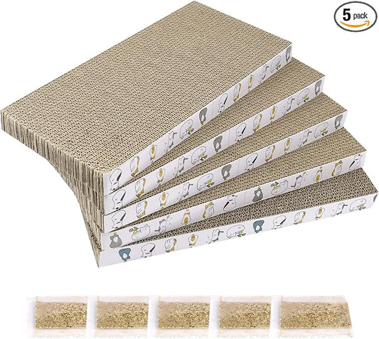 PatiencET Cat Scratcher Cardboard 5 PCS Cat Scratch Pad Reversible Scratcher Texture Design Durable Cat Scratching Pad