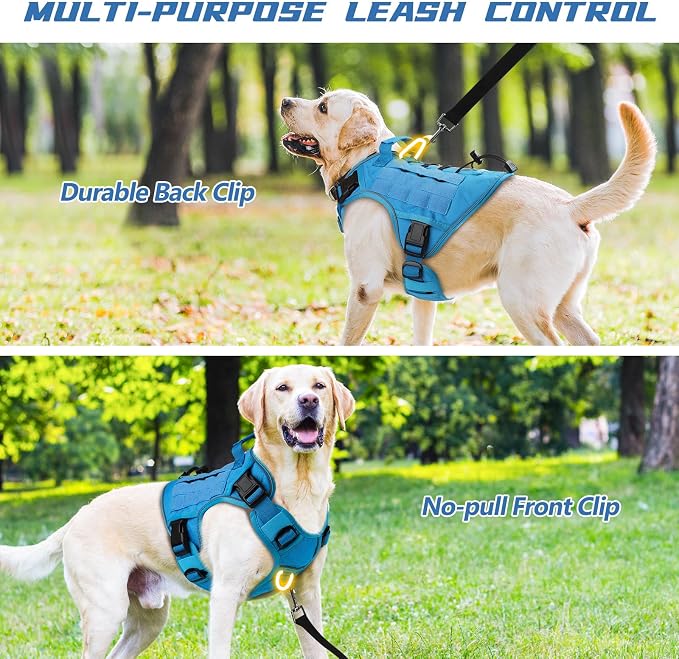WINGOIN Blue Tactical Dog Harness for Large Dogs,No Pull Dog Harness | with Handle,Adjustable Reflective,Military K9 Style,Big Size Dog Vest,for German Shepherd,for Walking Training Hunting