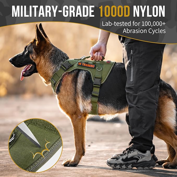 OneTigris No-Pull Tactical Dog Harness Reflective Vest for Small Dogs | Military-grade 1000D Nylon Easy Control Vest, Adjustable Dog Harness with Hook & Loop Panels for Walking, Hiking, Training