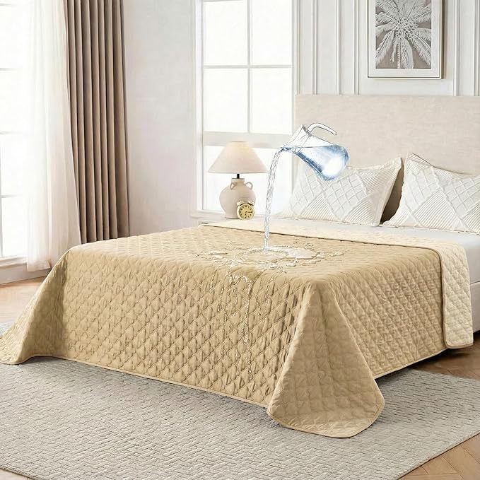 Waterproof Dog Blanket, Couch Cover for Dogs Washable, Reversible Dog Bed Cover, Couch Furniture Protector. (Dark＆Light Beige, 82 X 82 Inch - 1 Pack)