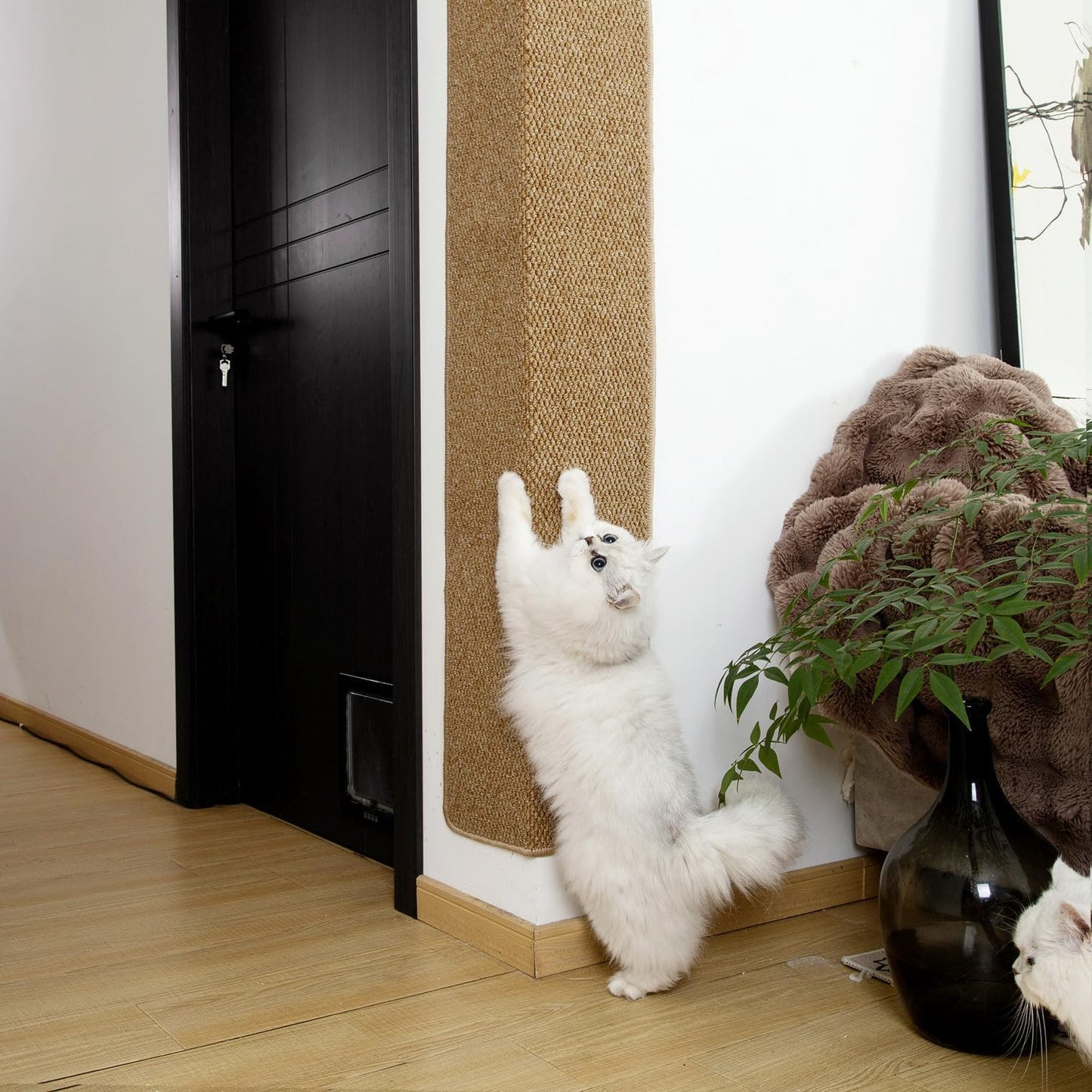 SHENGOCASE Thickened Cat Wall Corner Climbing Carpet, Cat Wall Furniture, Wall Corner Scratcher, Scratching Post (Camel)