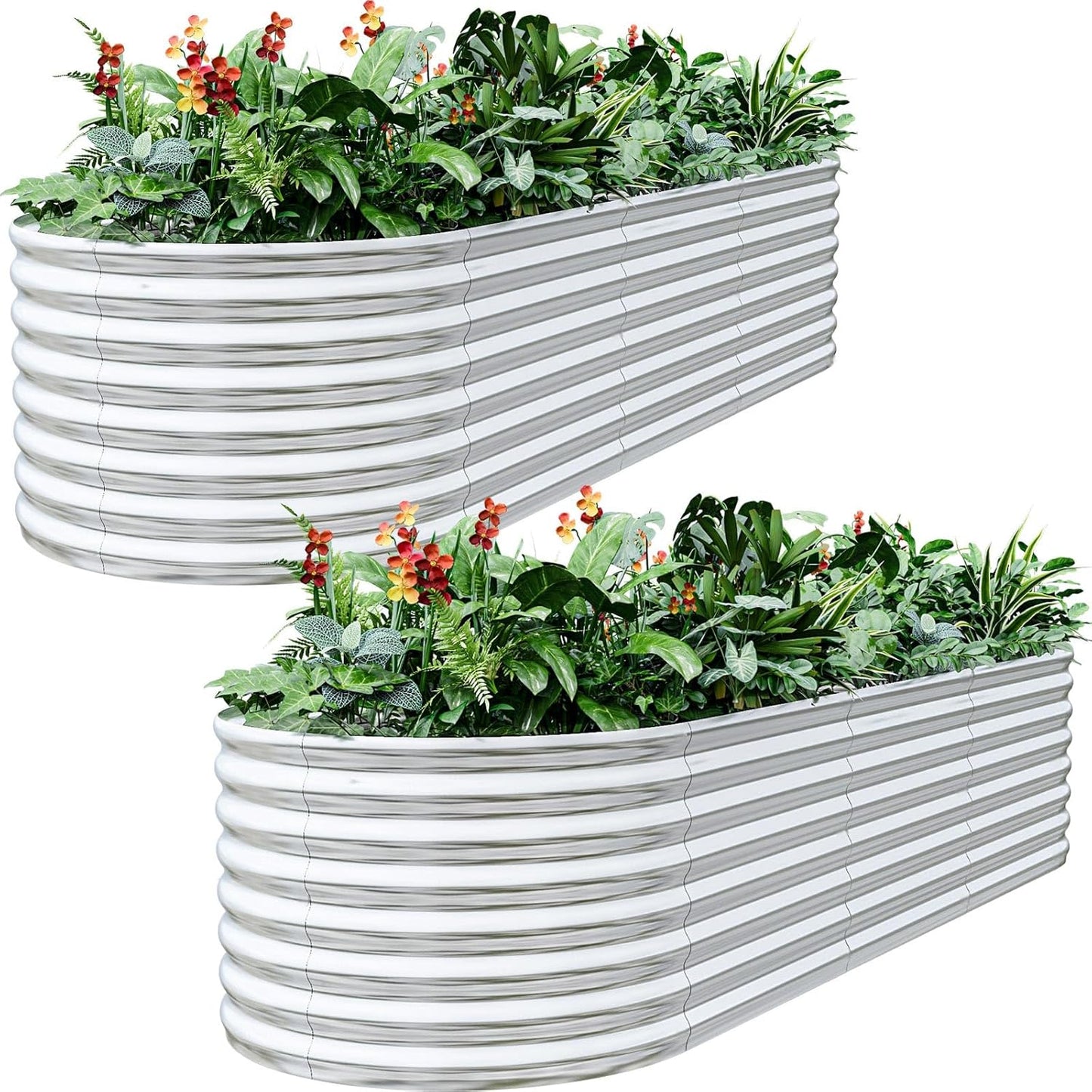 BTDVR 2PCS Galvanized Raised Garden Bed Outdoor, Metal Raised Beds for Vegetables, Above Ground Garden Box for Flower, Steel Garden Bed for Gardening - 65x20 inch