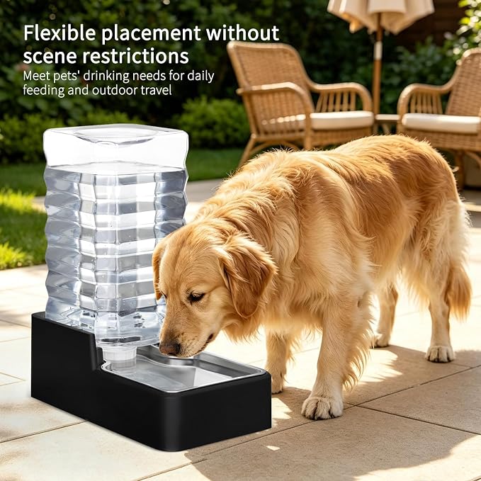 10L Automatic Dog Water Dispenser for Dog: No Filter | No Electricity Required/Gravity-Fed Refill/Spill-Resistant/Detachable for Cleaning/Stable Anti-Tip Base/for Daily Hydration