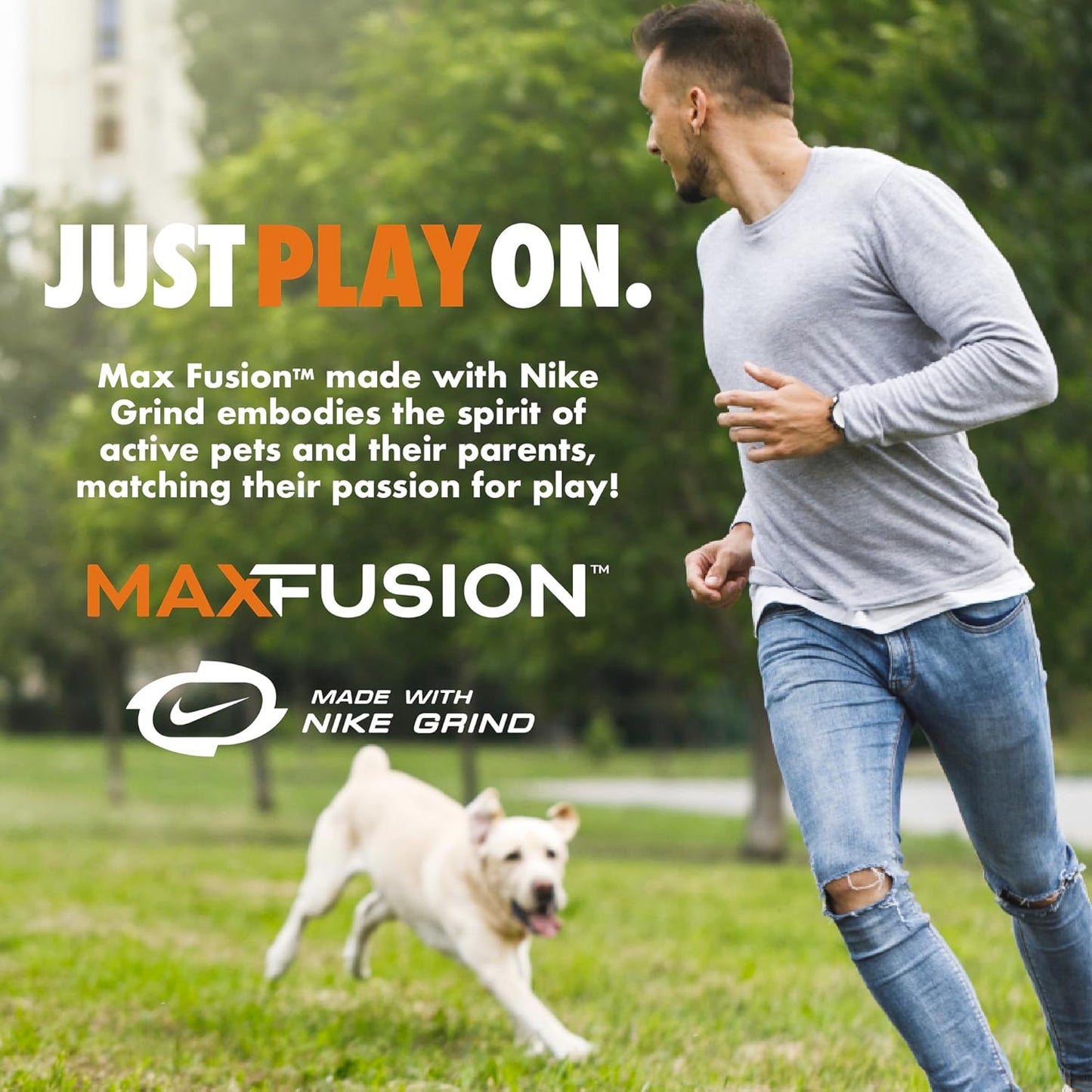 Max Fusion with Nike Grind, Arlee Spiro Football Treat Dispensing Dog Toy, Durable Dog Treat Toy, L