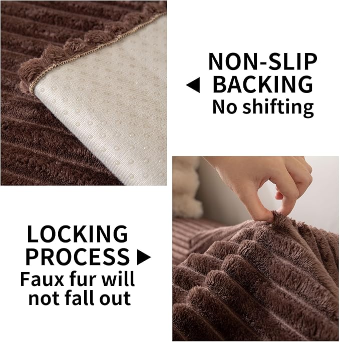 HAOMAIJIA Waterproof Couch Cover for Dogs Washable,Faux Fur Pet Couch Covers for Sofa,Soft Dog Bed Cover Non-Slip Couch Covers for 3 Cushion Couch Sofa Pet Friendly (Brown, 35" x 74" 1 Pack)