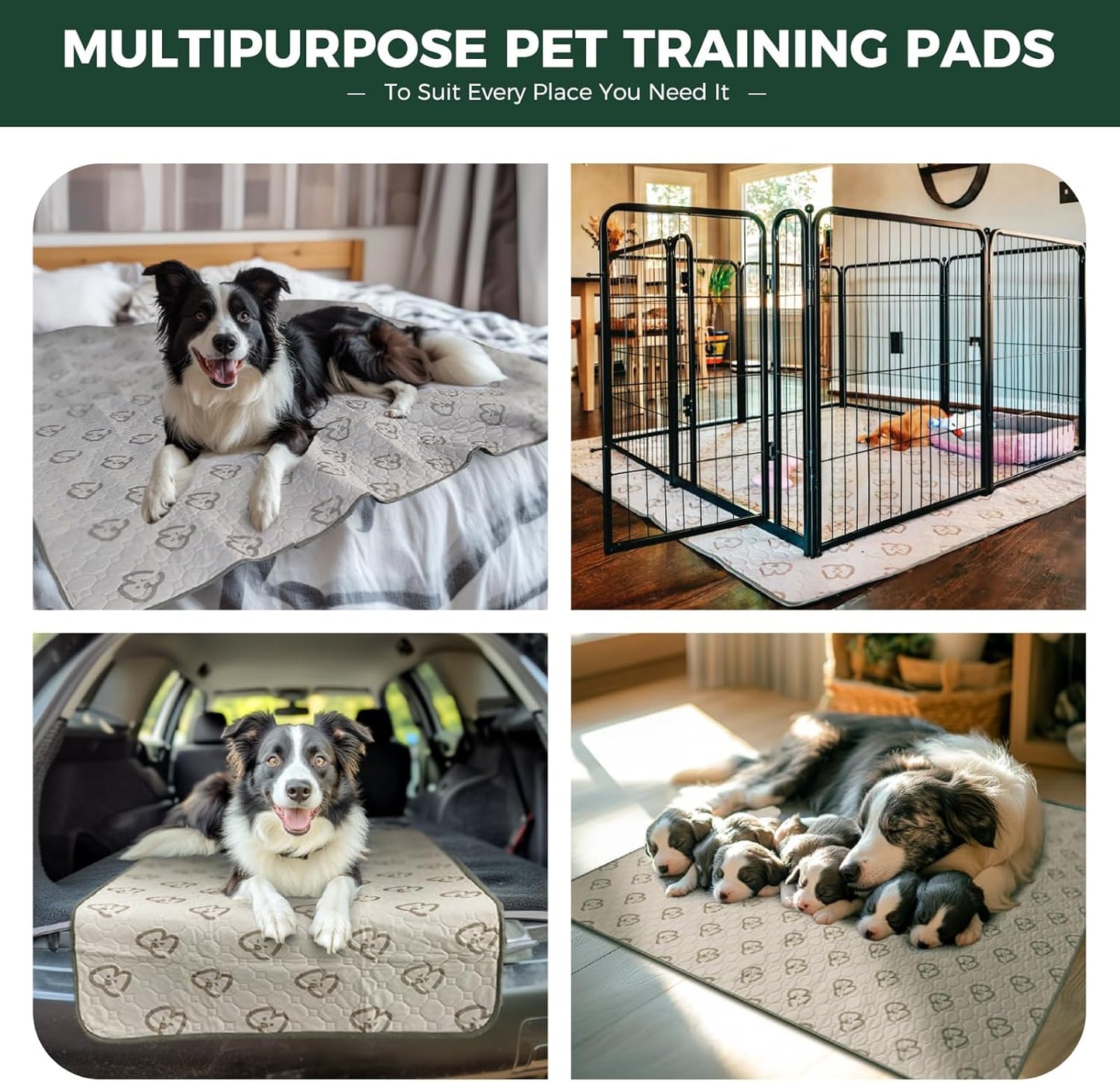 FXW Washable Pee Pads for Dogs, Puppy Pads with Super Absorbent, Specifically Designed for FXW Rollick/Homeplus 24inch 6 Panels Dog Playpen, 63" × 39" Rectangle, Khaki, 1 Pack