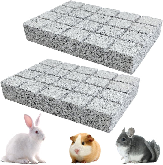 Hamiledyi 2PCS Rabbit Scratching Pads Bunny Lava Grinding Claw Pads Small Animal Foot Pads Hamster Scratch Board Chew Toys for Gerbil Chinchilla Hedgehog Guinea Pig Cage Accessories