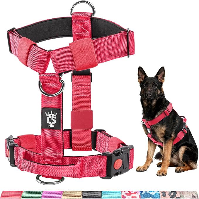 TSPRO Tactical Heavy Duty Dog Harness, Quick Release Buckle & Top Handle | Premium No Pull Dog Vest Harnesses, Adjustable, Soft Padded Lining, 1.25-Inch Wide for Medium Large Dogs, Walking & Training