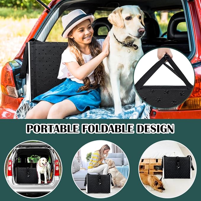 Joyrally 4-Step Dog Stairs for Car, Large Dogs, High-Traction Mat | 20 in extra-wide aluminum frame, 200 lb capacity and foldable design for SUV and truck trunks, for senior and injured dogs