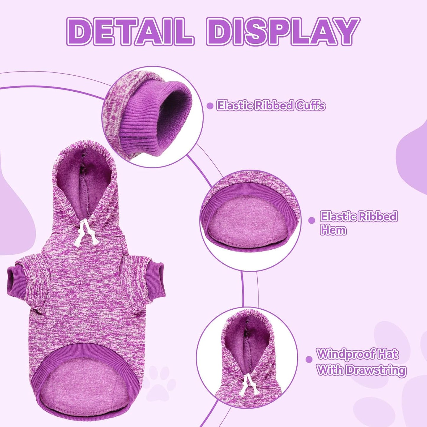 Dog Sweaters for Medium Dogs Dog Hoodie Fleece Dog Sweater Soft Dog Clothes Sweatshirt with Pocket Dog Hoodie for Medium Dogs(Purple&M)