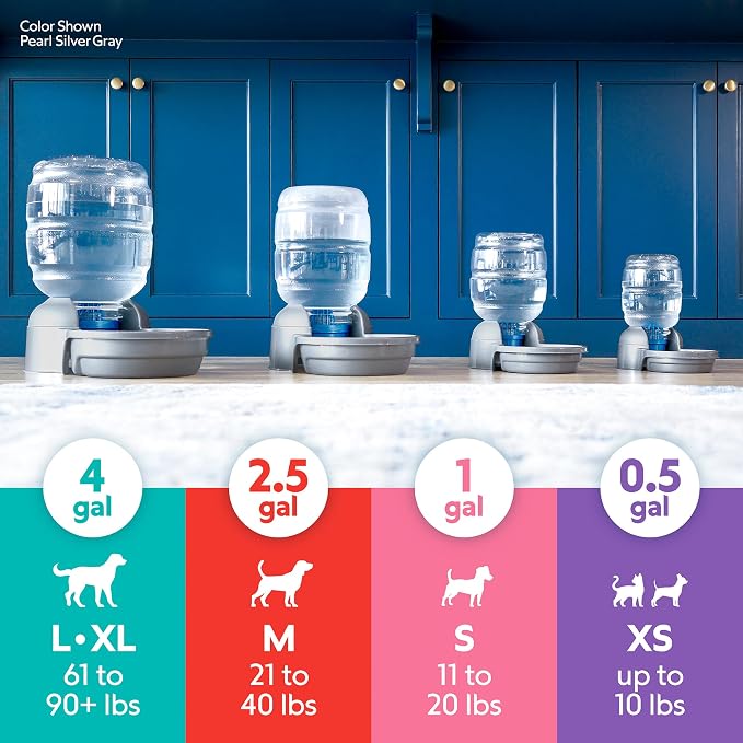 Petmate Replendish Automatic Dog Water Dispenser Gravity Pet Waterer with Microban Protection Base, 100% BPA Free - 4 Gallon, Wide Mouth Bowl, with 2 Extra Filters