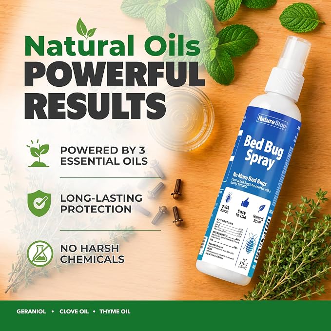 Bed Bug Spray (6oz) | Targets Bed Bugs & Eggs, Pet & Family Friendly, Plant-Based Active Ingredients, For Mattresses & Luggage, Stain-Free Formula