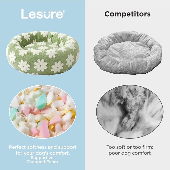 LE SURE Shown on TV Jacquard Donut Dog Beds Large Sized Dog,Green 36x36x8in | Orthopedic Calming Pet Bed Sofa, Original Design Pattern,Washable Cover,Cute Home Decor as Gift for Pet,Anti Slip Bottom