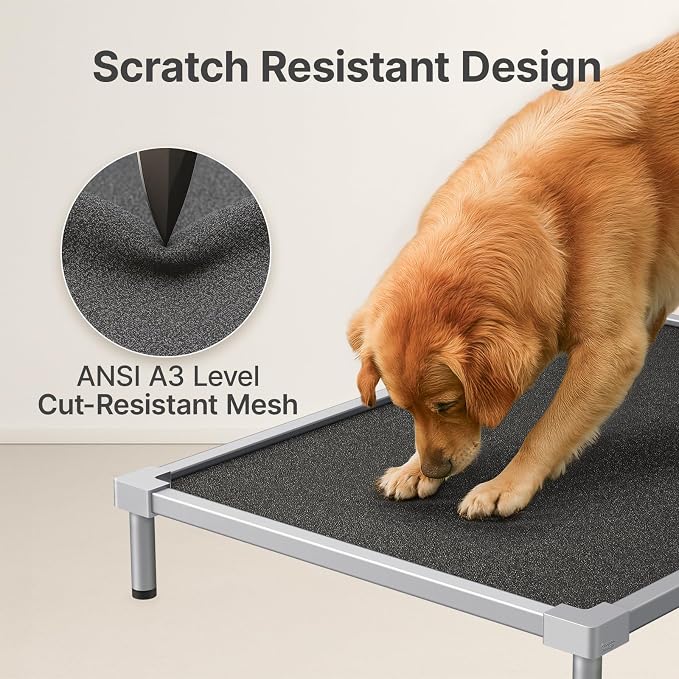 Elevated Dog Bed Medium Size Dog, Chew Proof Aluminum Alloy Heavy Duty Dog Supplies Cooling Raised Pet Cot Indestructible with Anti-Rust Washable Assembly for Crate Outdoor-40.6"x 28.7" x 7"