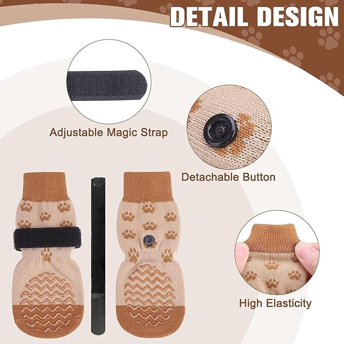 EXPAWLORER 6Pcs Anti Slip Dog Socks to Prevent Licking Paws, Dog Shoes for Hot Pavement Double Sides Dog Boots & Paw Protectors Booties for Hardwood Floors with Grip Small Medium Large Senior Dogs, XL