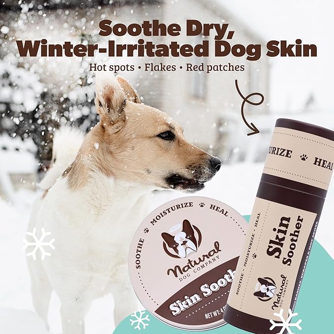Natural Dog Company Skin Soother Balm for Dogs – Dog Skin Balm for Dry Winter Skin, Seasonal Sensitivity & Environmental Stress, Dog Moisturizer with Coconut Oil, Calendula & Vitamin E, 2 oz Tin
