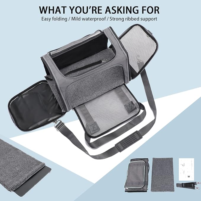 A4Pet Airline Approved Cat Carrier Dog Carriers, Soft-Sided Portable Pet Travel Washable Carrier for Dogs