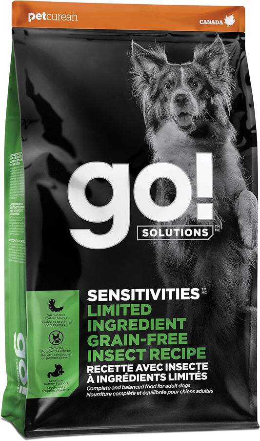 Go! Solutions Sensitivities Limited Ingredients, Grain-Free Dry Dog Food, Insect Recipe for Sensitive Stomach, 22 lb Bag