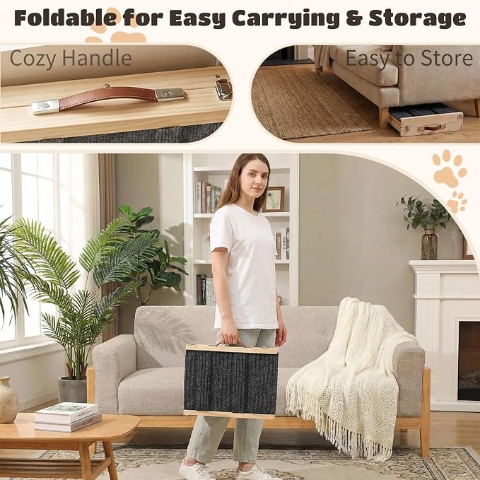 Dog Ramp for Couch, Wooden Small to Large Dog Ramp for Bed Sofa Car | 2026 Upgraded Foldable Pet Ramp, 5 Adjustable Heights (10.8"-23.5"), Portable, Wider and More Stable, Non-Slip