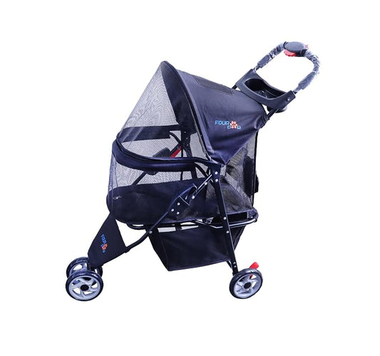 Full-Window pet Stroller 3 Wheels for Cats & Dogs, with Storage Basket,Cup Holder, Travel Puppy/Cats Stroller.