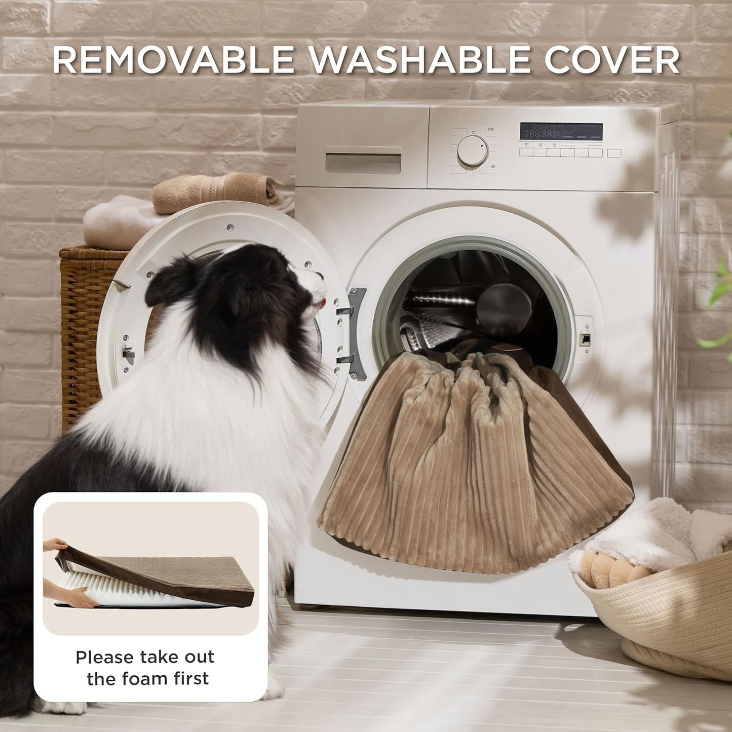 Bedsure XXL Dog Bed for Crate - Extra Large Orthopedic Pet Beds with Removable Machine Washable Cover, Egg Crate Foam Puppy Pad, Suitable for Pet Up to 100 lbs, 47"x29"