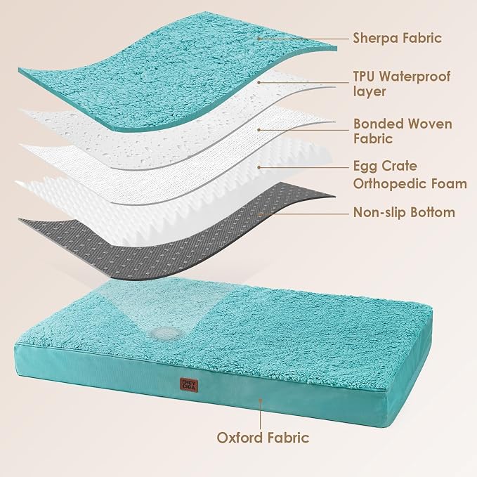 EHEYCIGA Orthopedic Dog Bed Large with Removable Washable Cover, 36x27 | Egg Crate Foam Support, Durable Oxford fabric, Non-Slip Bottom, Machine Washable, Soft Waterproof Plush Pet Bed Mat For Crate