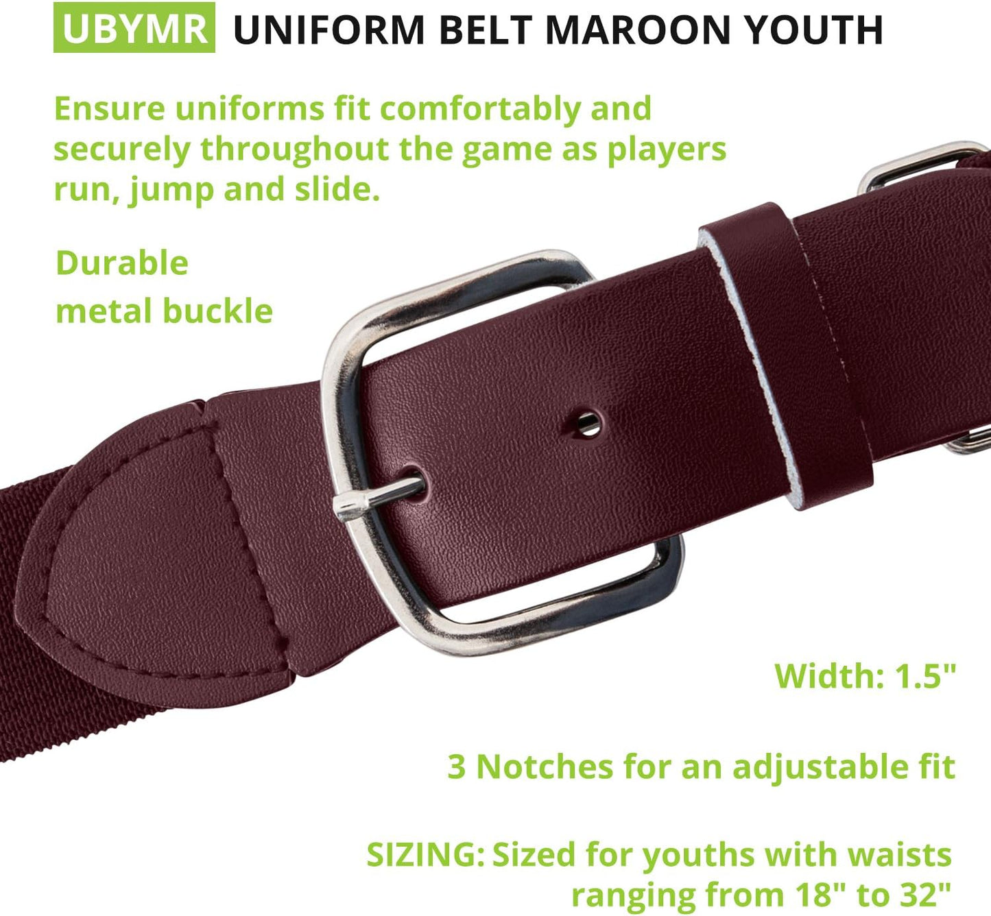 Champion Sports Baseball/Softball Uniform Belt, Comfort Stretch Fit Durable Syntex Tab - Youth & Adult Sizes, Multiple Colors